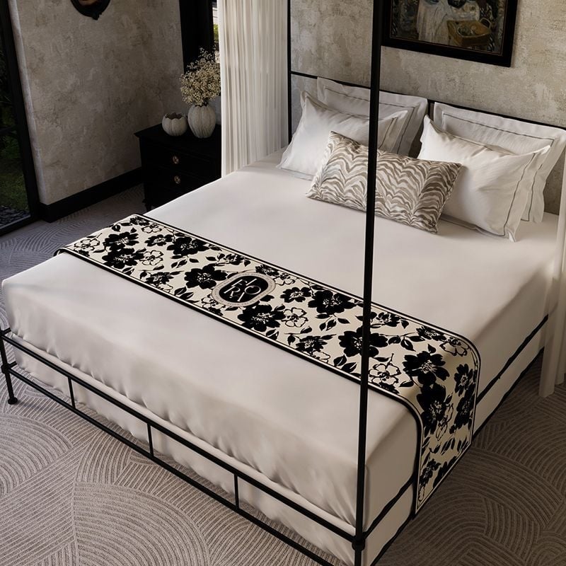 Domeya - Κάλυμμα κρεβατιού σε στυλ ξενοδοχείου από πολυεστέρα με φλοράλ μοτίβο, προσαρμοστικό