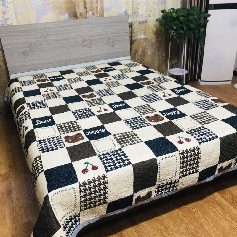 Κουβέρτα quilted για διπλό κρεβάτι, πολυεστέρας, ποιμενικό στυλ, μοτίβο πλέγμα