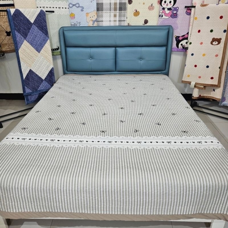 Κουβέρτα quilted για διπλό κρεβάτι, πολυεστέρας, ποιμενικό στυλ, μοτίβο πλέγμα