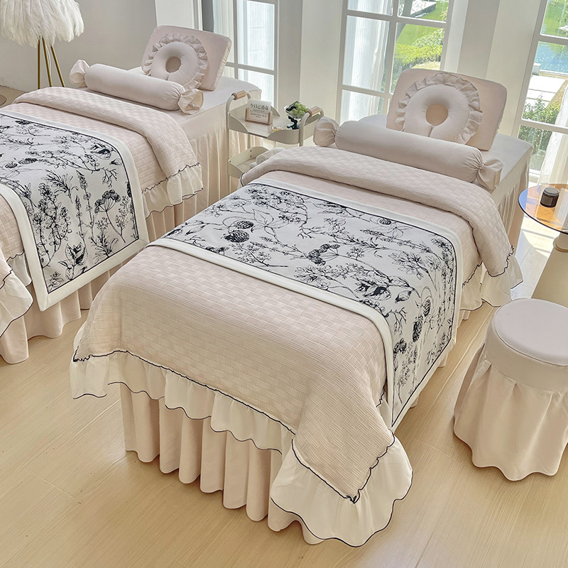 Ilukliiniku voodipesu komplekt – luksuslik stiil, brokaatne pehme puuvill, pitsid, trükk ja twill-kude, reaktiivne värvimine