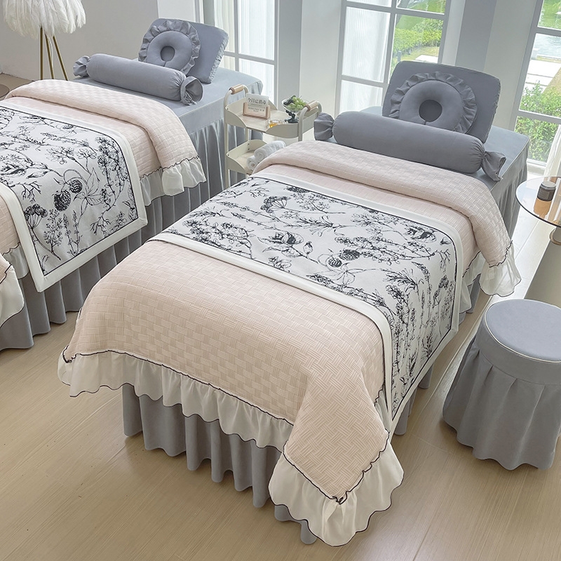 Ilukliiniku voodipesu komplekt – luksuslik stiil, brokaatne pehme puuvill, pitsid, trükk ja twill-kude, reaktiivne värvimine