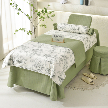 Κουβέρτα κρεβατιού ομορφιάς, τετραμελές σετ, ανθώδες σχέδιο, πλεκτό βαμβάκι με αντίδραση εκτύπωσης και Twill ύφανση, ελαφρύς πολυτελής στυλ, 2000-2500 g