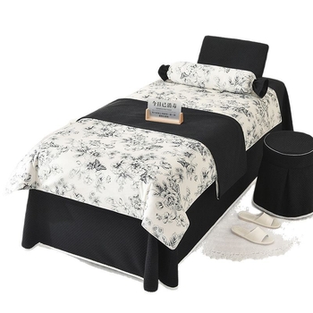 Κουβέρτα κρεβατιού ομορφιάς, τετραμελές σετ, ανθώδες σχέδιο, πλεκτό βαμβάκι με αντίδραση εκτύπωσης και Twill ύφανση, ελαφρύς πολυτελής στυλ, 2000-2500 g