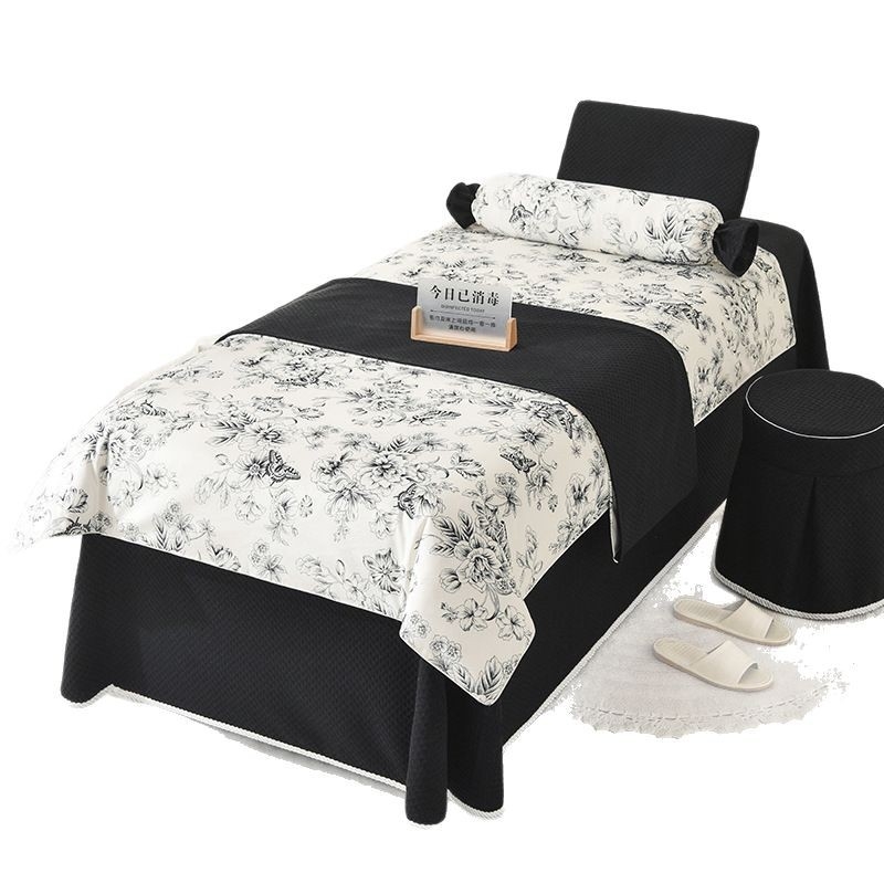 Κουβέρτα κρεβατιού ομορφιάς, τετραμελές σετ, ανθώδες σχέδιο, πλεκτό βαμβάκι με αντίδραση εκτύπωσης και Twill ύφανση, ελαφρύς πολυτελής στυλ, 2000-2500 g