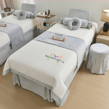 Σετ τεσσάρων τεμαχίων κάλυμμα κρεβατιού ομορφιάς, φθινόπωρο-χειμώνα, βελουτέ φλις μωρού, ελαφρύς πολυτελής σχεδιασμός σπα καλύμμα κρεβατιού με κέντημα και Twill ύφανση, αντίδραση βαφής