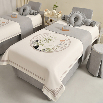 Neljaosal voodipesukatte komplekt ilusalongile, materjal keemiline kiud, muster taimed ja lilled, reaktiivne trükk ja värvimine, uus Hiina stiil