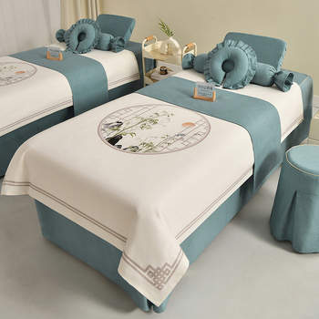 Neljaosal voodipesukatte komplekt ilusalongile, materjal keemiline kiud, muster taimed ja lilled, reaktiivne trükk ja värvimine, uus Hiina stiil