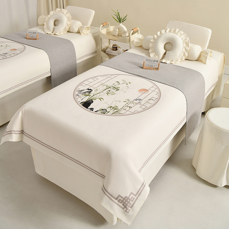 Neljaosal voodipesukatte komplekt ilusalongile, materjal keemiline kiud, muster taimed ja lilled, reaktiivne trükk ja värvimine, uus Hiina stiil