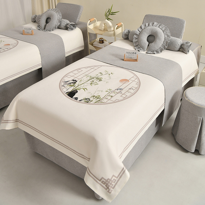 Neljaosal voodipesukatte komplekt ilusalongile, materjal keemiline kiud, muster taimed ja lilled, reaktiivne trükk ja värvimine, uus Hiina stiil