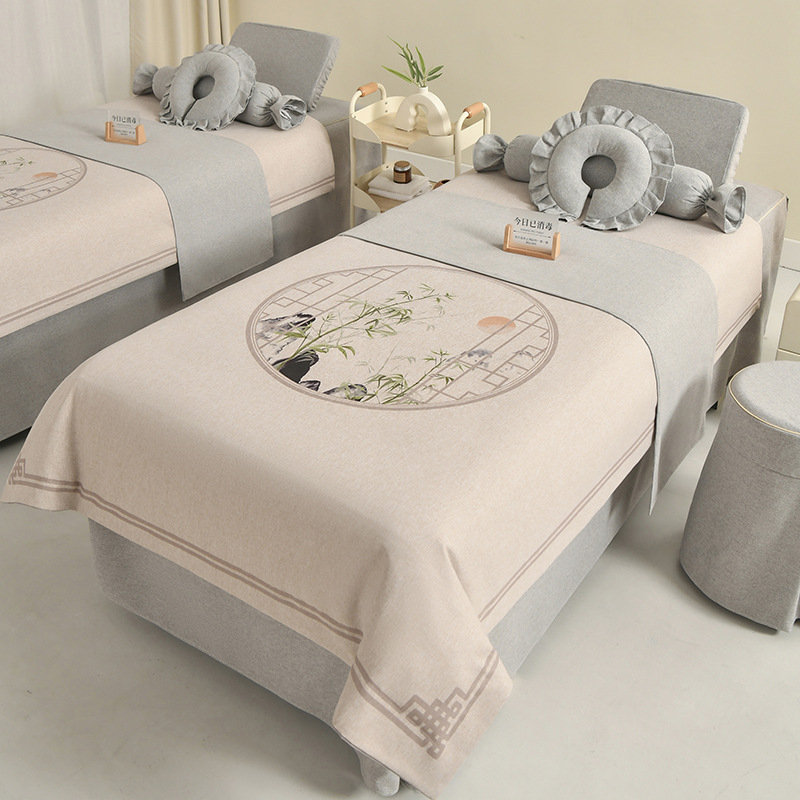 Neljaosal voodipesukatte komplekt ilusalongile, materjal keemiline kiud, muster taimed ja lilled, reaktiivne trükk ja värvimine, uus Hiina stiil