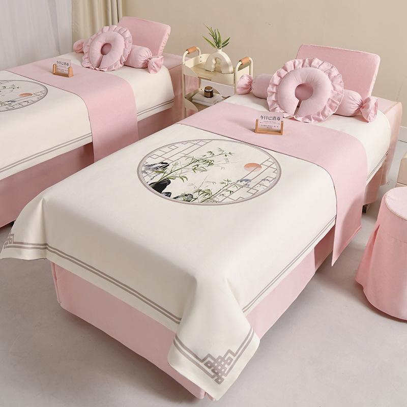 Neljaosal voodipesukatte komplekt ilusalongile, materjal keemiline kiud, muster taimed ja lilled, reaktiivne trükk ja värvimine, uus Hiina stiil