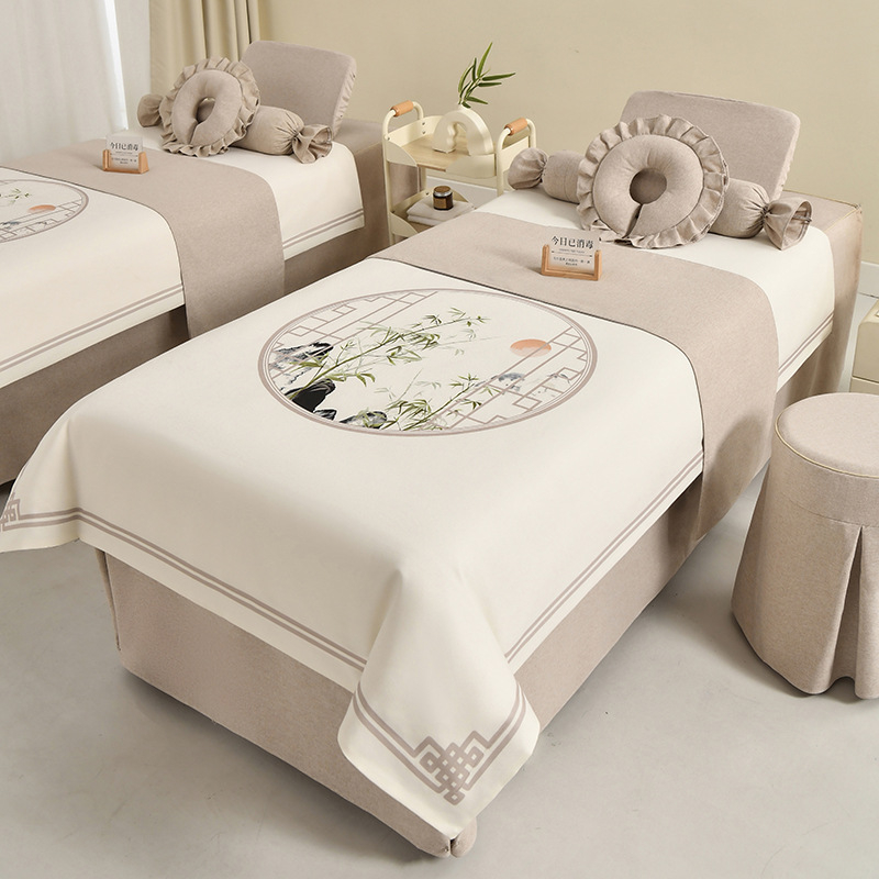 Neljaosal voodipesukatte komplekt ilusalongile, materjal keemiline kiud, muster taimed ja lilled, reaktiivne trükk ja värvimine, uus Hiina stiil