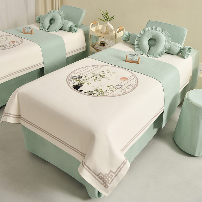 Neljaosal voodipesukatte komplekt ilusalongile, materjal keemiline kiud, muster taimed ja lilled, reaktiivne trükk ja värvimine, uus Hiina stiil