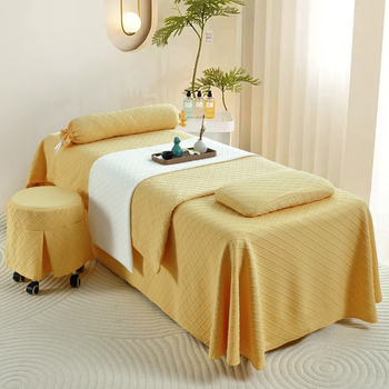 Voodi katte komplekt neljaosa line, geomeetriline muster, bambuskiud, reaktiivne trükkimine ja värvimine