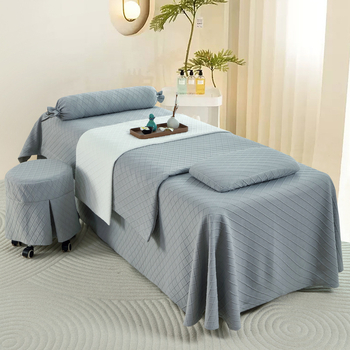 Voodi katte komplekt neljaosa line, geomeetriline muster, bambuskiud, reaktiivne trükkimine ja värvimine