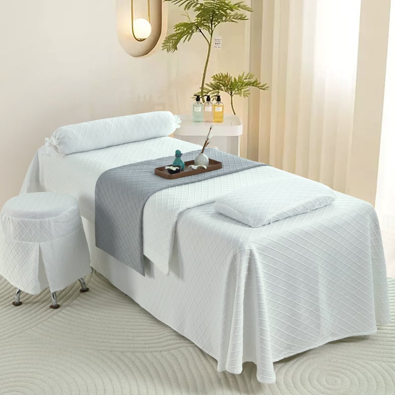 Voodi katte komplekt neljaosa line, geomeetriline muster, bambuskiud, reaktiivne trükkimine ja värvimine