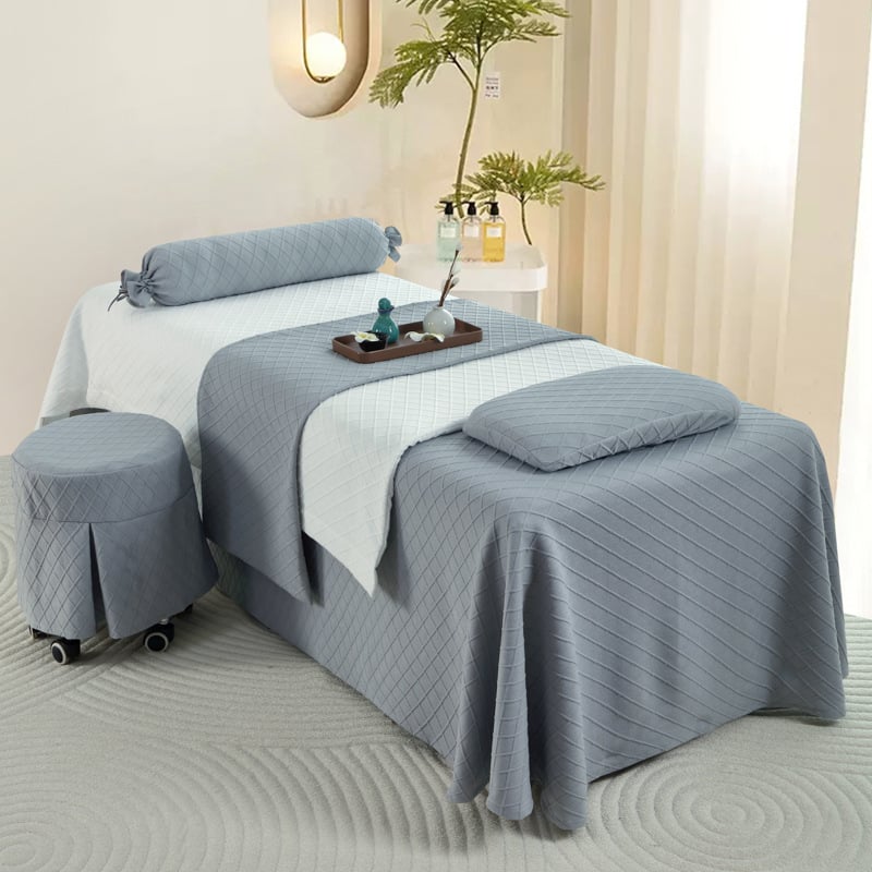 Voodi katte komplekt neljaosa line, geomeetriline muster, bambuskiud, reaktiivne trükkimine ja värvimine