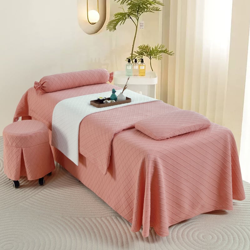 Voodi katte komplekt neljaosa line, geomeetriline muster, bambuskiud, reaktiivne trükkimine ja värvimine