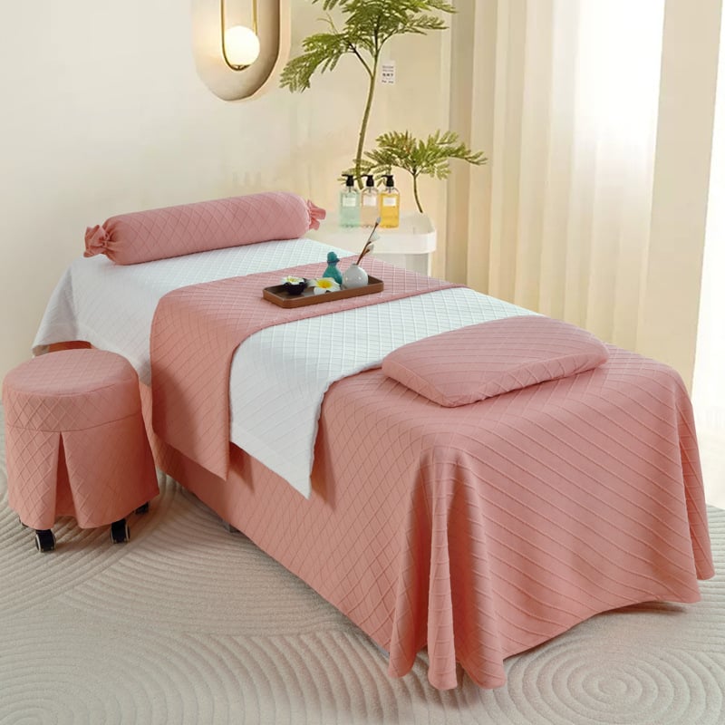 Voodi katte komplekt neljaosa line, geomeetriline muster, bambuskiud, reaktiivne trükkimine ja värvimine