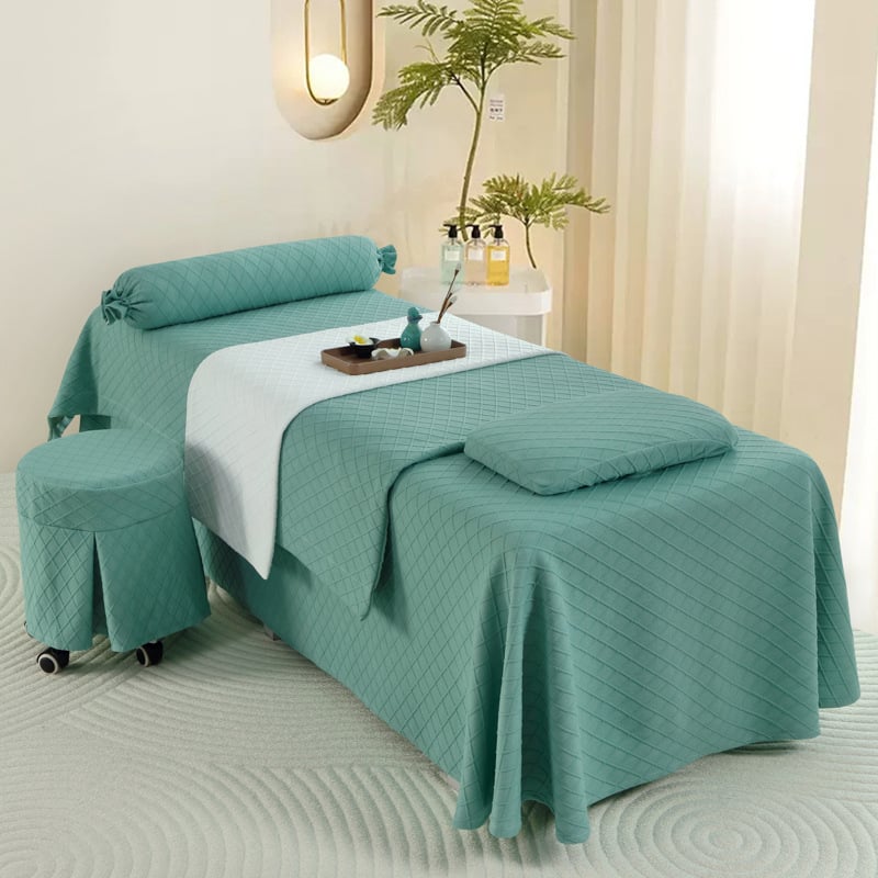 Voodi katte komplekt neljaosa line, geomeetriline muster, bambuskiud, reaktiivne trükkimine ja värvimine