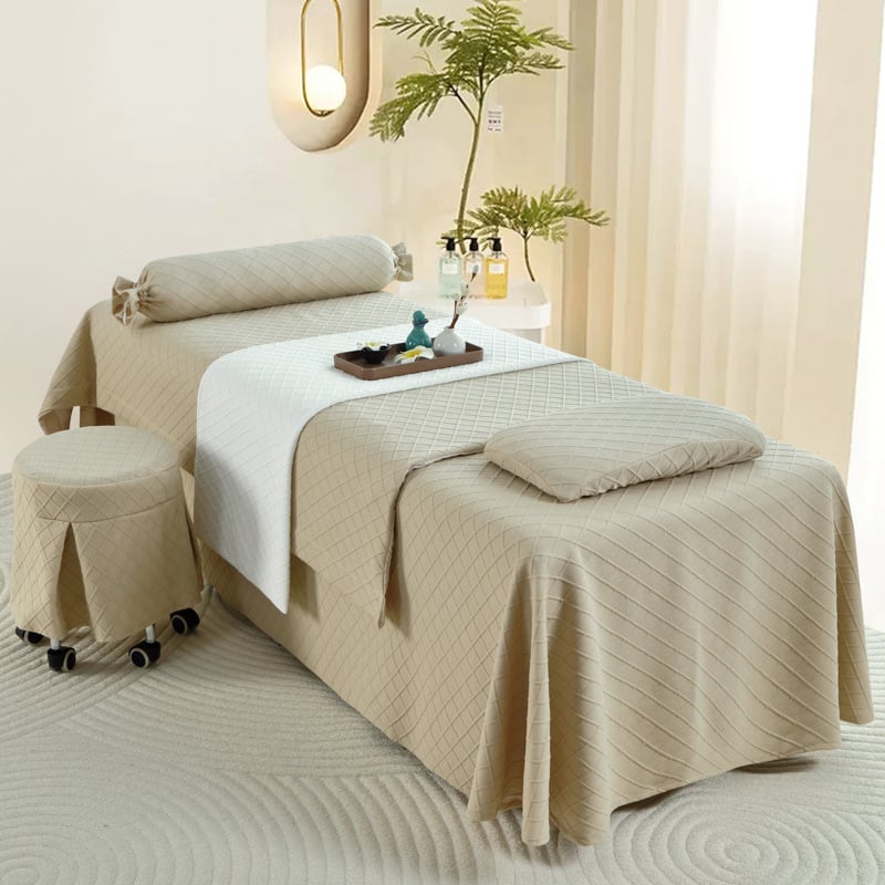 Voodi katte komplekt neljaosa line, geomeetriline muster, bambuskiud, reaktiivne trükkimine ja värvimine