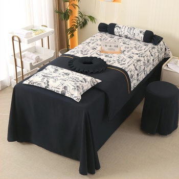 Σετ τεσσάρων καλυμμάτων κρεβατιού ομορφιάς σε γαλλικό στυλ, βαμβάκι Yunjin, αντίδρατικής εκτύπωσης και βαφής, ύφανση Twill, μοτίβο: μονόχρωμο ή φλοράλ, βάρος 2000–2500 g