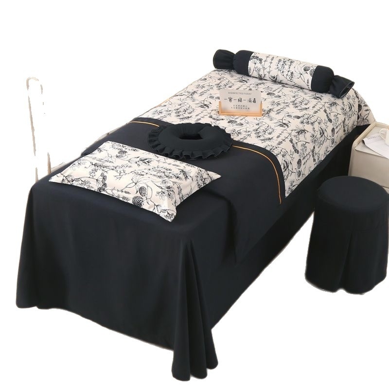 Σετ τεσσάρων καλυμμάτων κρεβατιού ομορφιάς σε γαλλικό στυλ, βαμβάκι Yunjin, αντίδρατικής εκτύπωσης και βαφής, ύφανση Twill, μοτίβο: μονόχρωμο ή φλοράλ, βάρος 2000–2500 g