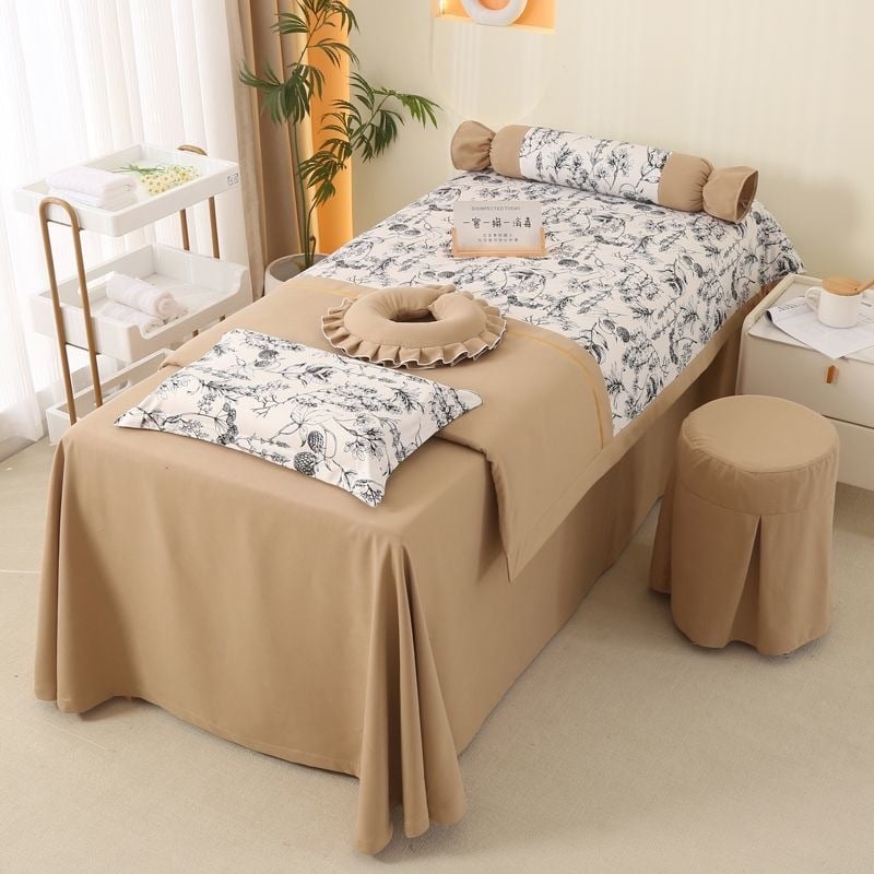 Σετ τεσσάρων καλυμμάτων κρεβατιού ομορφιάς σε γαλλικό στυλ, βαμβάκι Yunjin, αντίδρατικής εκτύπωσης και βαφής, ύφανση Twill, μοτίβο: μονόχρωμο ή φλοράλ, βάρος 2000–2500 g