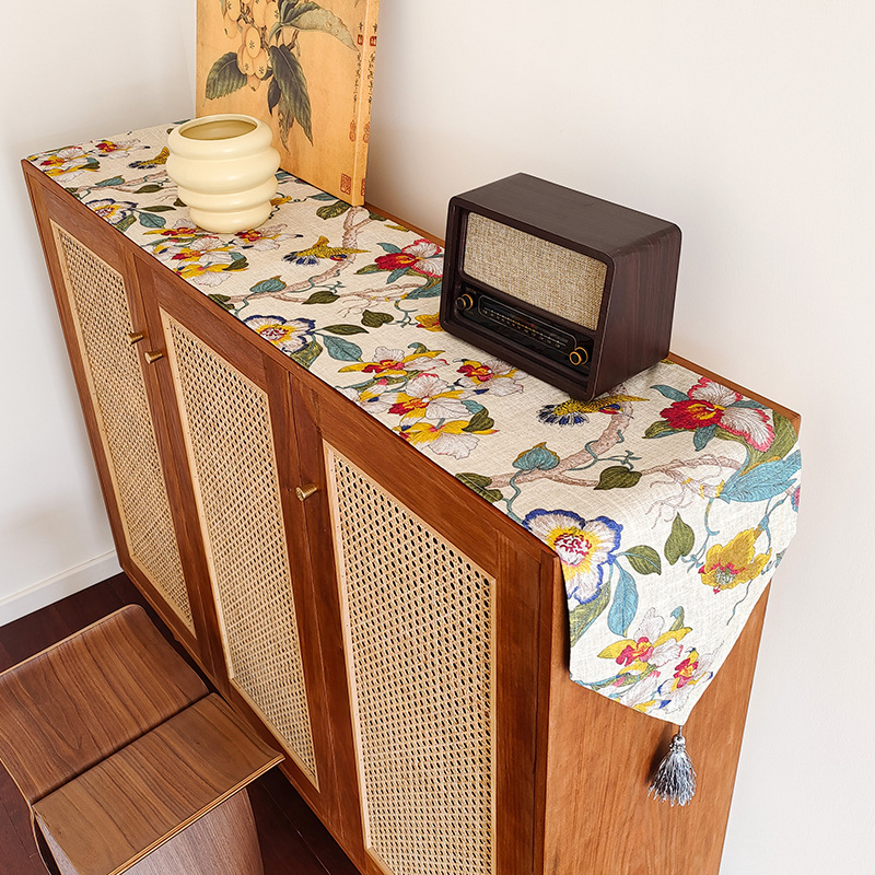 Runner τραπεζιού – Πολυεστέρας – Νέος κινεζικός στυλ – Μοτίβο: φυτικά λουλούδια και χαριτωμένα ζωάκια – Αντιολισθητικό, Θερμοανθεκτικό