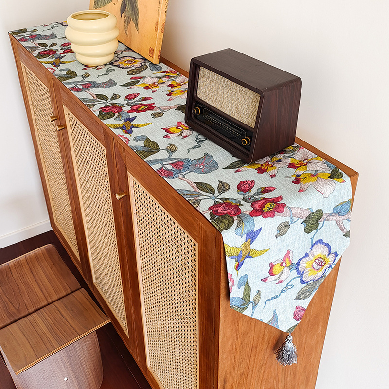Runner τραπεζιού – Πολυεστέρας – Νέος κινεζικός στυλ – Μοτίβο: φυτικά λουλούδια και χαριτωμένα ζωάκια – Αντιολισθητικό, Θερμοανθεκτικό