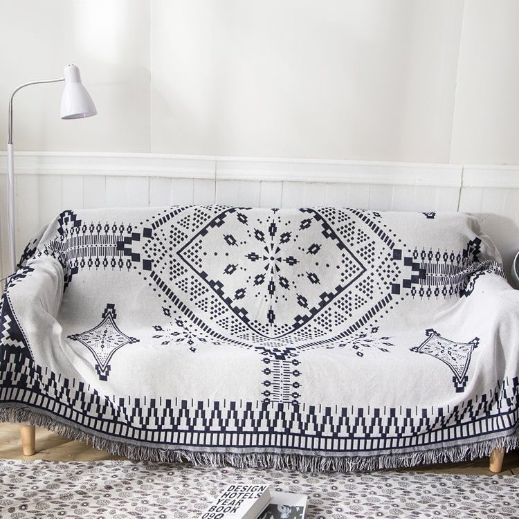 Κάλυμμα καναπέ, μινιμαλιστικό στυλ τύπου μαξιλαριού, βαμβακερό, κατάλληλο για όλους τους καναπέδες, μοτίβα ρίγες/πλέγμα/λουλούδια