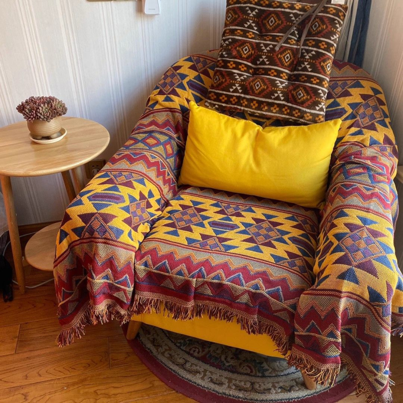 Κάλυμμα καναπέ, μινιμαλιστικό στυλ τύπου μαξιλαριού, βαμβακερό, κατάλληλο για όλους τους καναπέδες, μοτίβα ρίγες/πλέγμα/λουλούδια