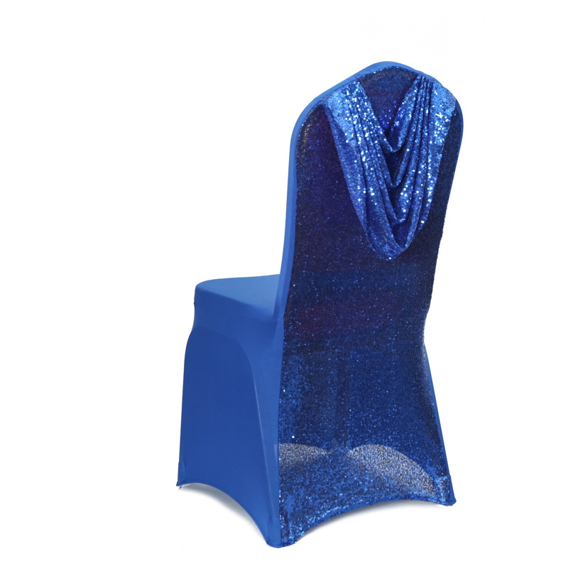 Tooli kate pailettidega tikitud elastne polüester – pulmadekoratsioon hotellidele