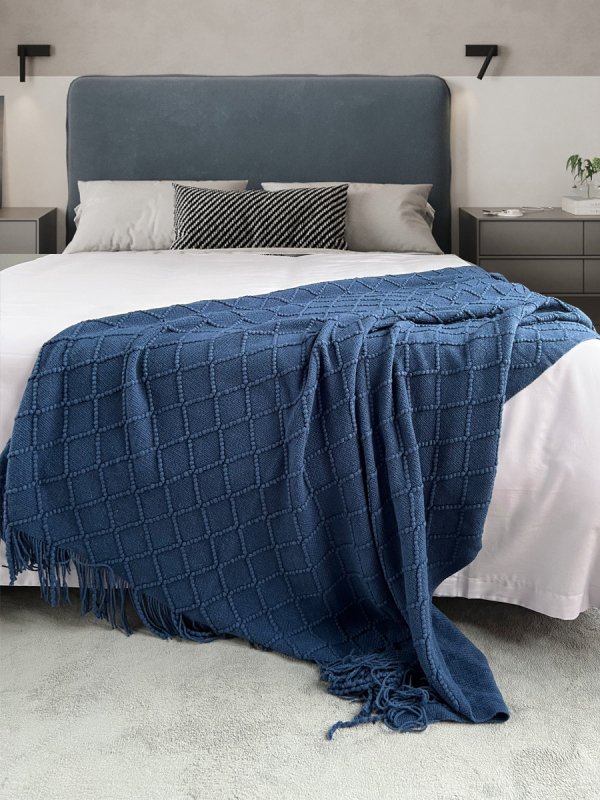Plava luksuzna deka za hotele i hostele, jednostavan i modern stil (Kod Fs75675995674998; Marka Other; Tip deke: Drugo; Materijal: Drugo; Segment posteljine: Ostale deke i fleece deke)