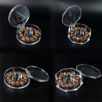 Cutie acrilică octogonală pentru bijuterii, ambalare brățări – cutie de expoziție sigilată, pungă de ambalare inclusă, material compozit, ambalare bijuterii