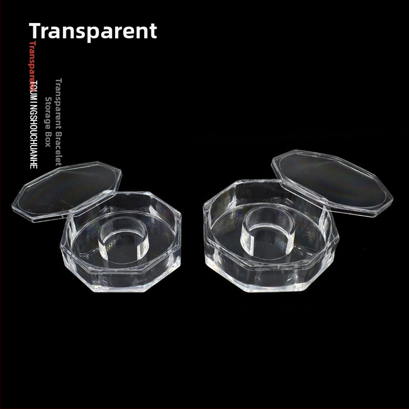 Cutie acrilică octogonală pentru bijuterii, ambalare brățări – cutie de expoziție sigilată, pungă de ambalare inclusă, material compozit, ambalare bijuterii