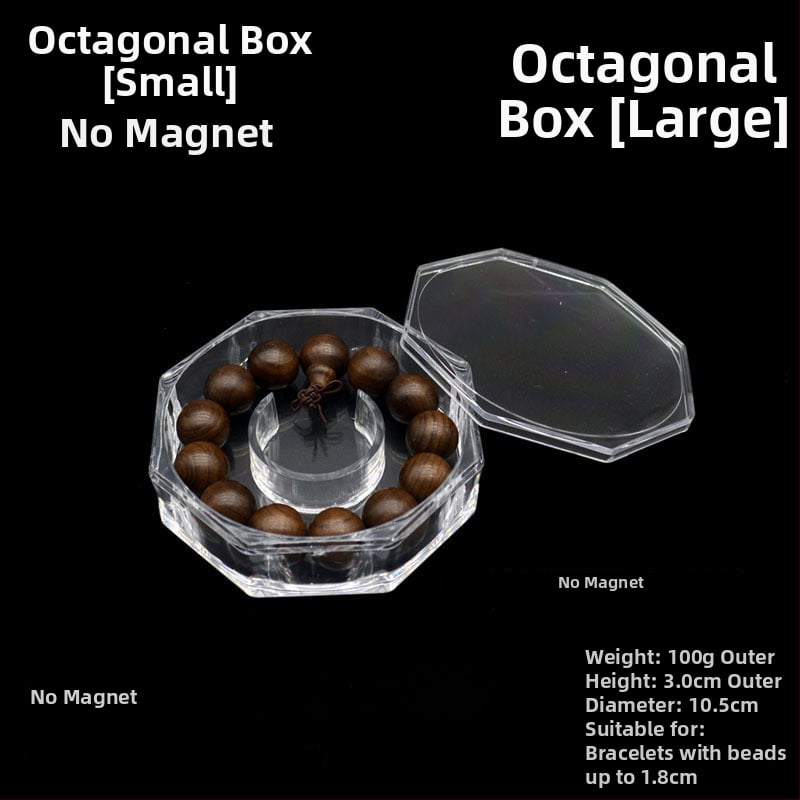 Cutie acrilică octogonală pentru bijuterii, ambalare brățări – cutie de expoziție sigilată, pungă de ambalare inclusă, material compozit, ambalare bijuterii