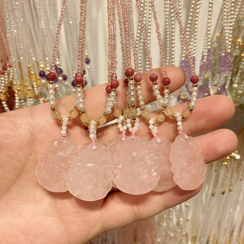 Ametiszt kristály nyaklánc, kézzel készített, szabályos lánc, medál állat-zodiákus formája, tavasz 2025.