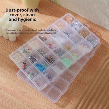 28-kompartmentide läbipaistmatu juveelide hoiukarp karoliinivõrkudega, liikumise ennetamiseks – laua plastmassist juveelide hoiukarp, kaasaegne minimalist stiil