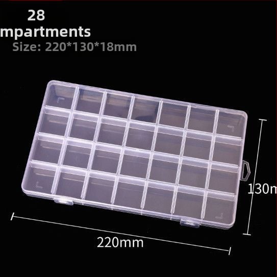 28-kompartmentide läbipaistmatu juveelide hoiukarp karoliinivõrkudega, liikumise ennetamiseks – laua plastmassist juveelide hoiukarp, kaasaegne minimalist stiil