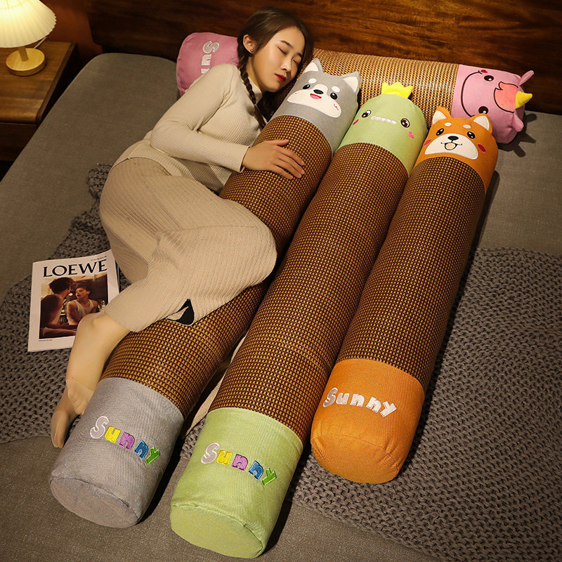 Cilindrični jastuk za bočno spavanje, plišna navlaka, PP pamuk punjenje, uzorak slatkih životinja, izvezen i šiveni materijali, crtić stil