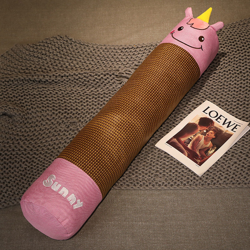 Cilindrični jastuk za bočno spavanje, plišna navlaka, PP pamuk punjenje, uzorak slatkih životinja, izvezen i šiveni materijali, crtić stil