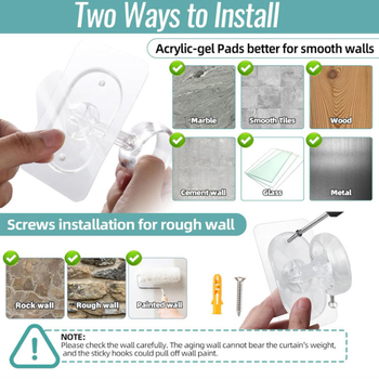 Isekleepuv kardinaraam konks, paigaldus lae külge ilma puurimita, kaasaegne stiil, ABS materjal, kandevõime 3–5 kg