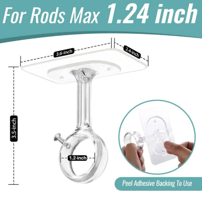 Isekleepuv kardinaraam konks, paigaldus lae külge ilma puurimita, kaasaegne stiil, ABS materjal, kandevõime 3–5 kg