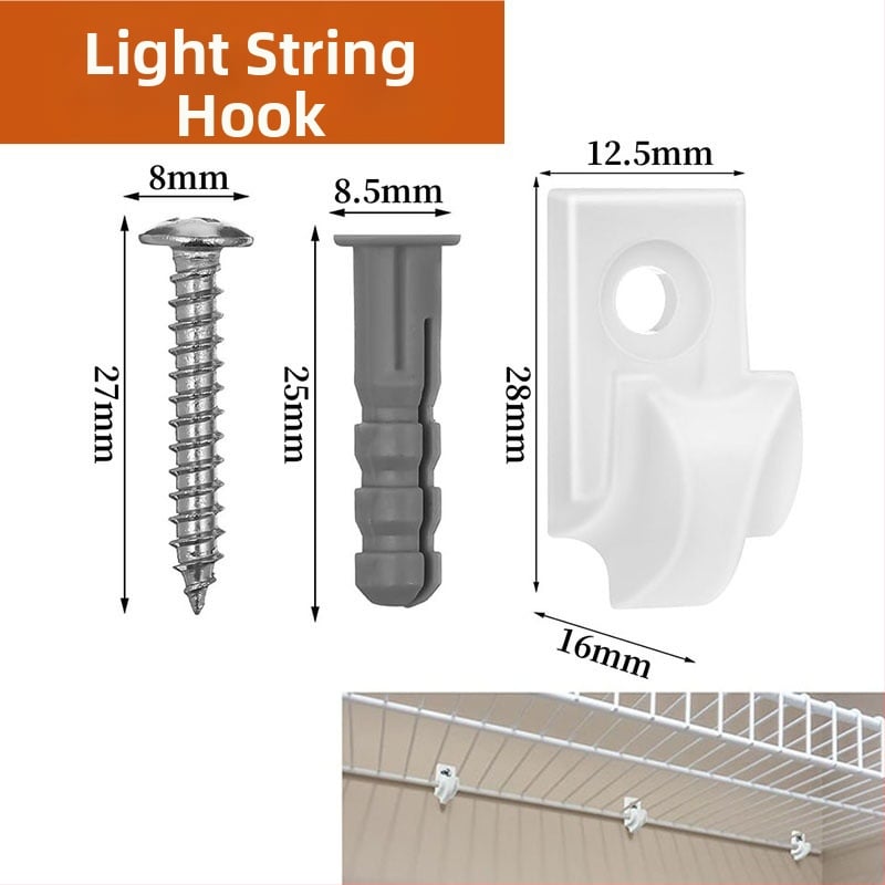 ABS υλικό, βιδωτός γάντζος για φωτιστικά καλώδια και κρεμάστρες φυτών; μοντέρνος μινιμαλιστικός σχεδιασμός, φορτίο έως 2 kg