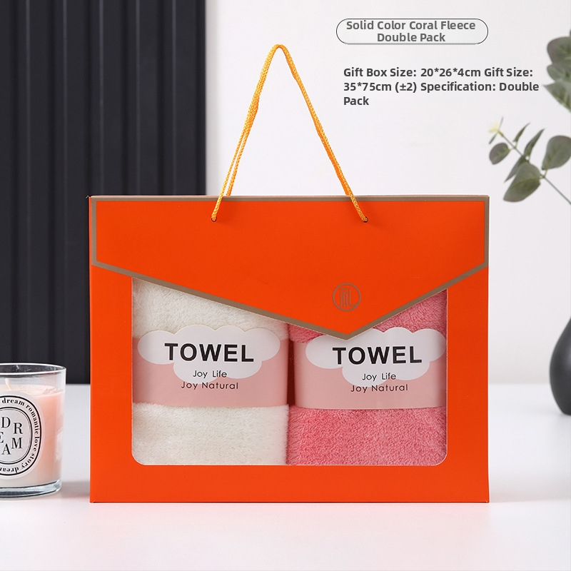 Πετσέτα από φλις κοραλλιού σε κουτί δώρου – Προσαρμόσιμη με λογότυπο, 200 g και άνω, για οικιακή χρήση