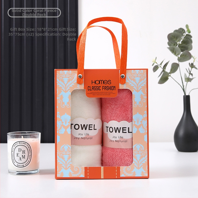 Πετσέτα από φλις κοραλλιού σε κουτί δώρου – Προσαρμόσιμη με λογότυπο, 200 g και άνω, για οικιακή χρήση