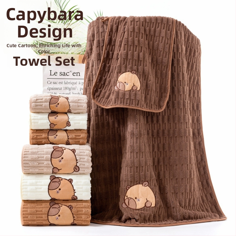 Capybara sada uterák z korálového fleecu, hrubé, veľmi savé a jemné na pokožku
