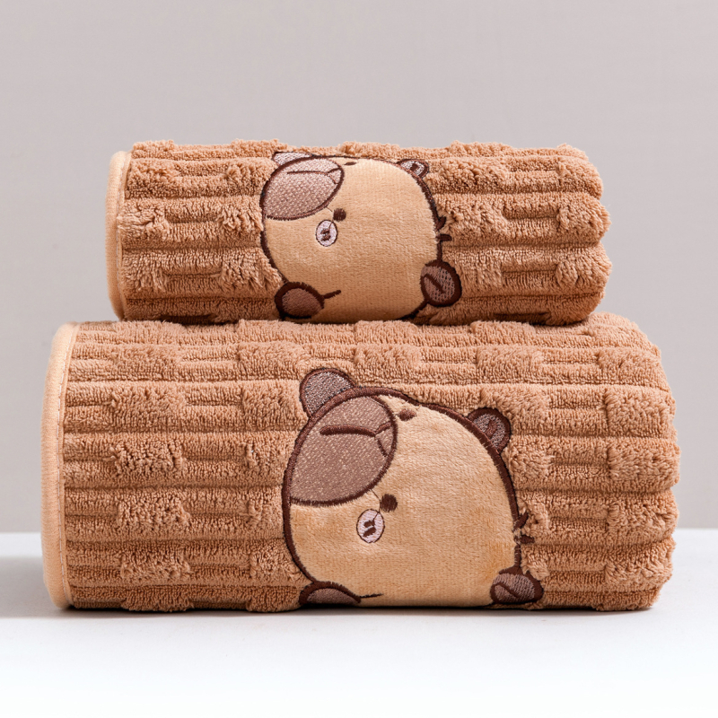 Комплект кърпи за баня Capybara, коралов флис, дебел и абсорбиращ, 400 g, обшивка, възможен печат на лого