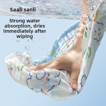 Sanli prosop de baie pentru bebeluș din bumbac 100%, tifon, șase straturi, margine lată, 300–400 g